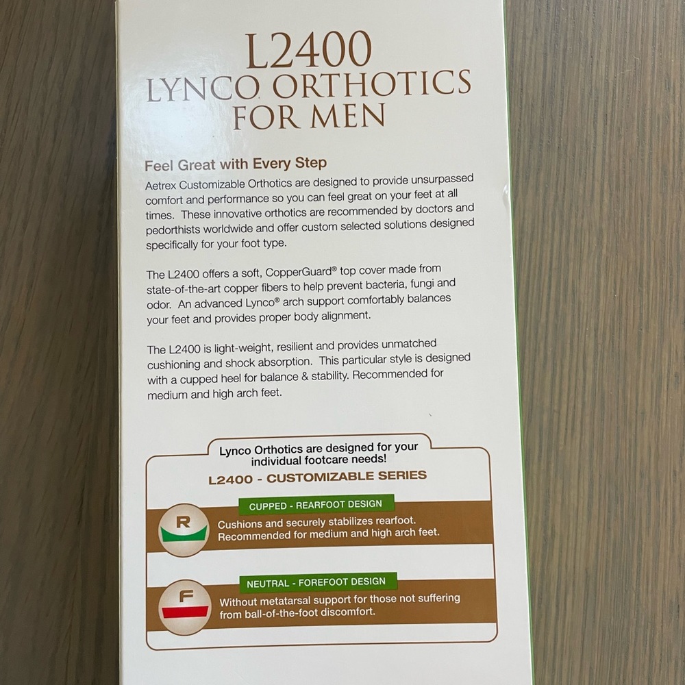 Aetrex Lynco Customizable Orthotics for Men **BRAND NEW** - Picture 6 of 7